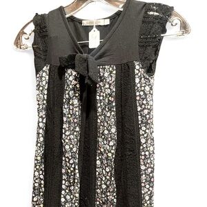 Sister Sam’s boutique girls black pink floral print dress size 6